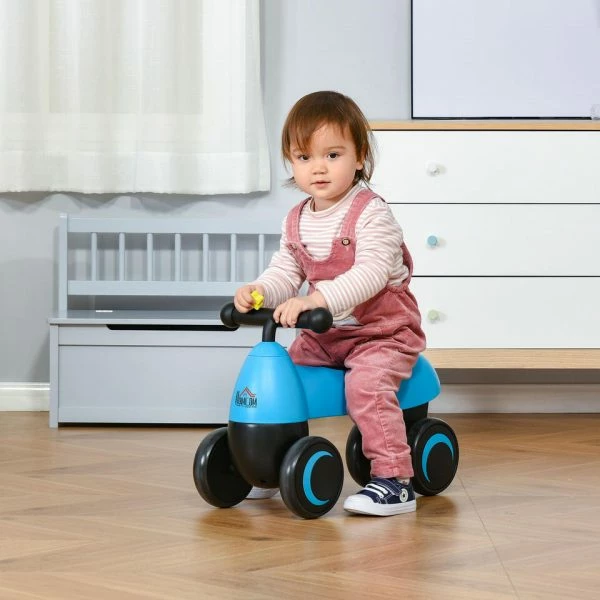 DRAISIENNE VÉLO ENFANT 4 ROUES EVA SELLE GUIDON ERGONOMIQUE BLEU NOIR – Image 5