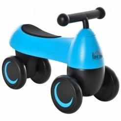 DRAISIENNE VÉLO ENFANT 4 ROUES EVA SELLE GUIDON ERGONOMIQUE BLEU NOIR
