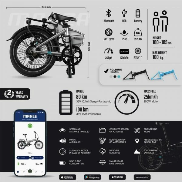 VÉLO ÉLECTRIQUE PLIANT 20" SMARTBIKE - LEGEND MONZA 14AH NOIR – Image 5